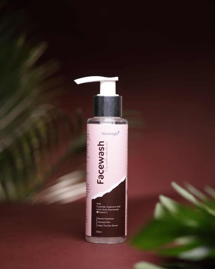 Skininsight Vitamin C Facewash for Dry & Sensitive Skin – Ceramide & Hyaluronic Hydrating Cleanser (100ml)