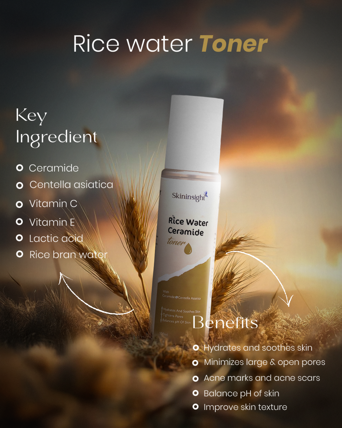 Skininsight Rice Water Toner – Hydrating & Balancing Ceramide Glow Toner (100ml)