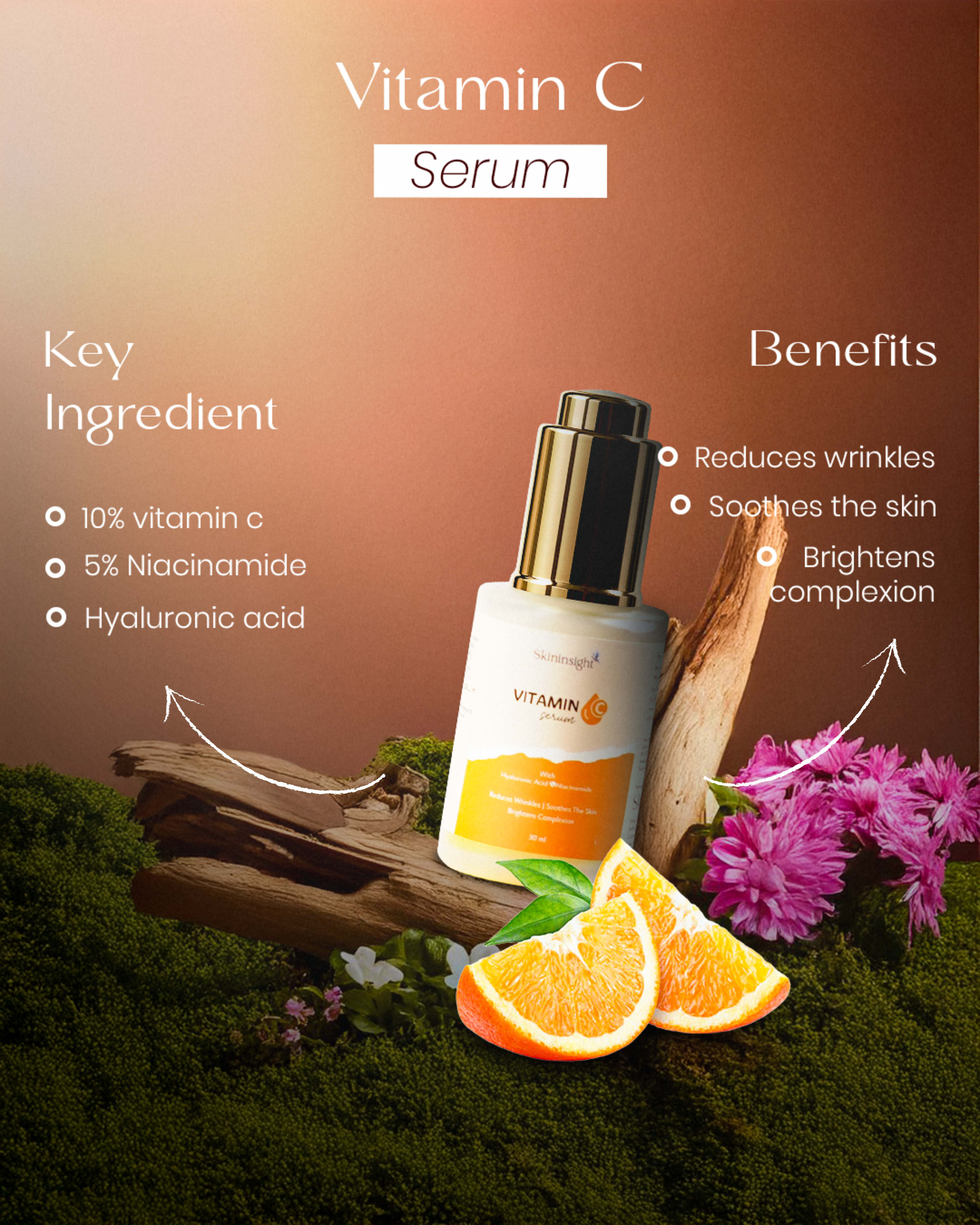 Skininsight Vitamin C Brightening Serum – Dark Spot Corrector & Glow Enhancer (30ml)