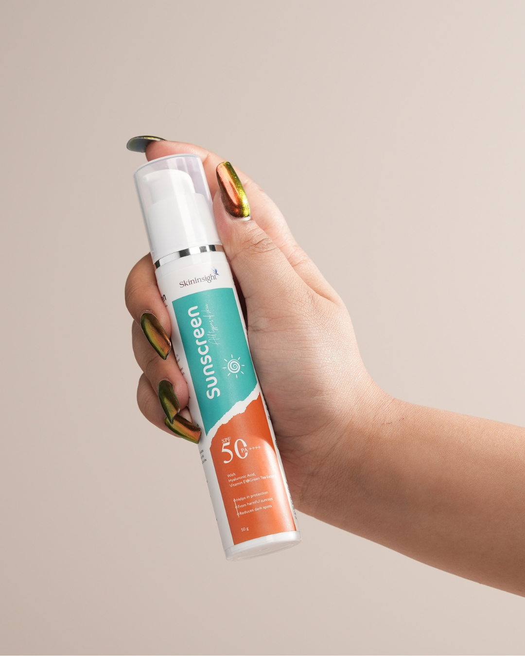 Skininsight SPF 50 Sunscreen – Broad-Spectrum PA++++ UV Protection with Cica & Hyaluronic Acid (50g)