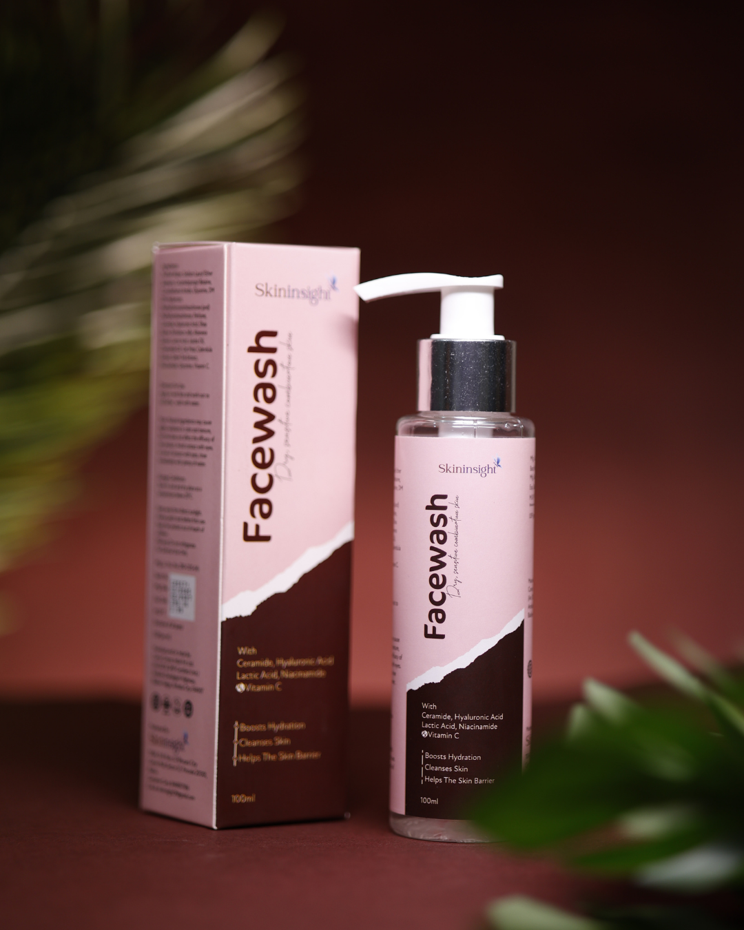 Skininsight Vitamin C Facewash for Dry & Sensitive Skin – Ceramide & Hyaluronic Hydrating Cleanser (100ml)