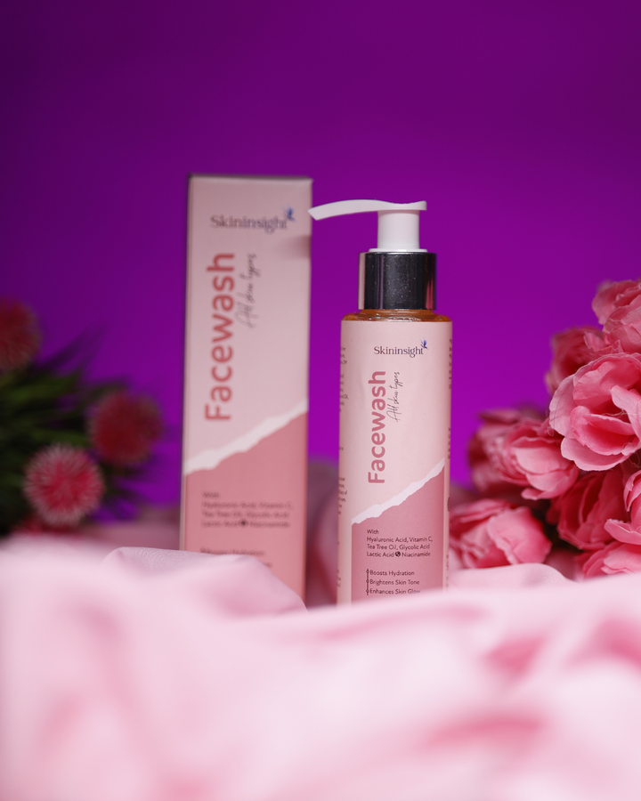 Skininsight Tea Tree Oil Facewash – Gentle Cleanse with Hyaluronic Acid, Vitamin C & AHA Exfoliants (100ml)