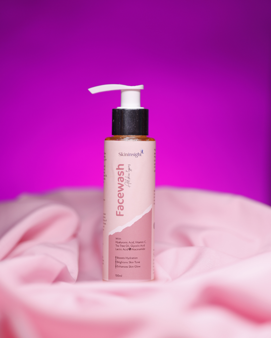 Skininsight Tea Tree Oil Facewash – Gentle Cleanse with Hyaluronic Acid, Vitamin C & AHA Exfoliants (100ml)