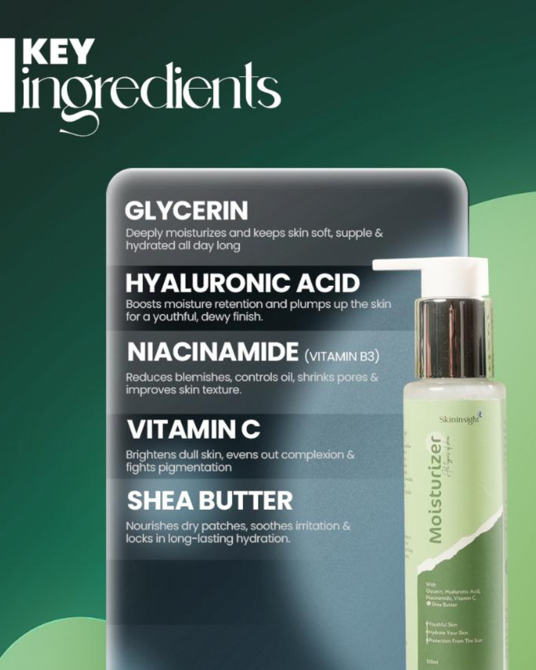 Skininsight Hydrating Moisturizer – Lightweight Daily Cream with Peptides & Squalane (100ml)