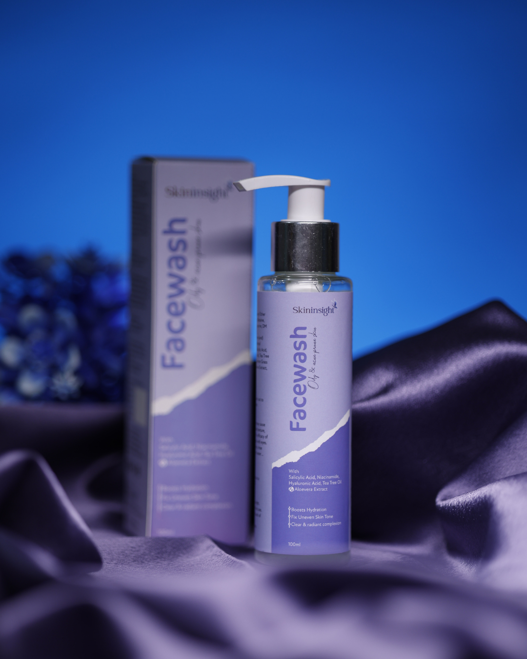 Skininsight Acne-Fighting Facewash – BHA + AHA + Tea Tree Cleanser for Oily & Acne-Prone Skin (100ml)