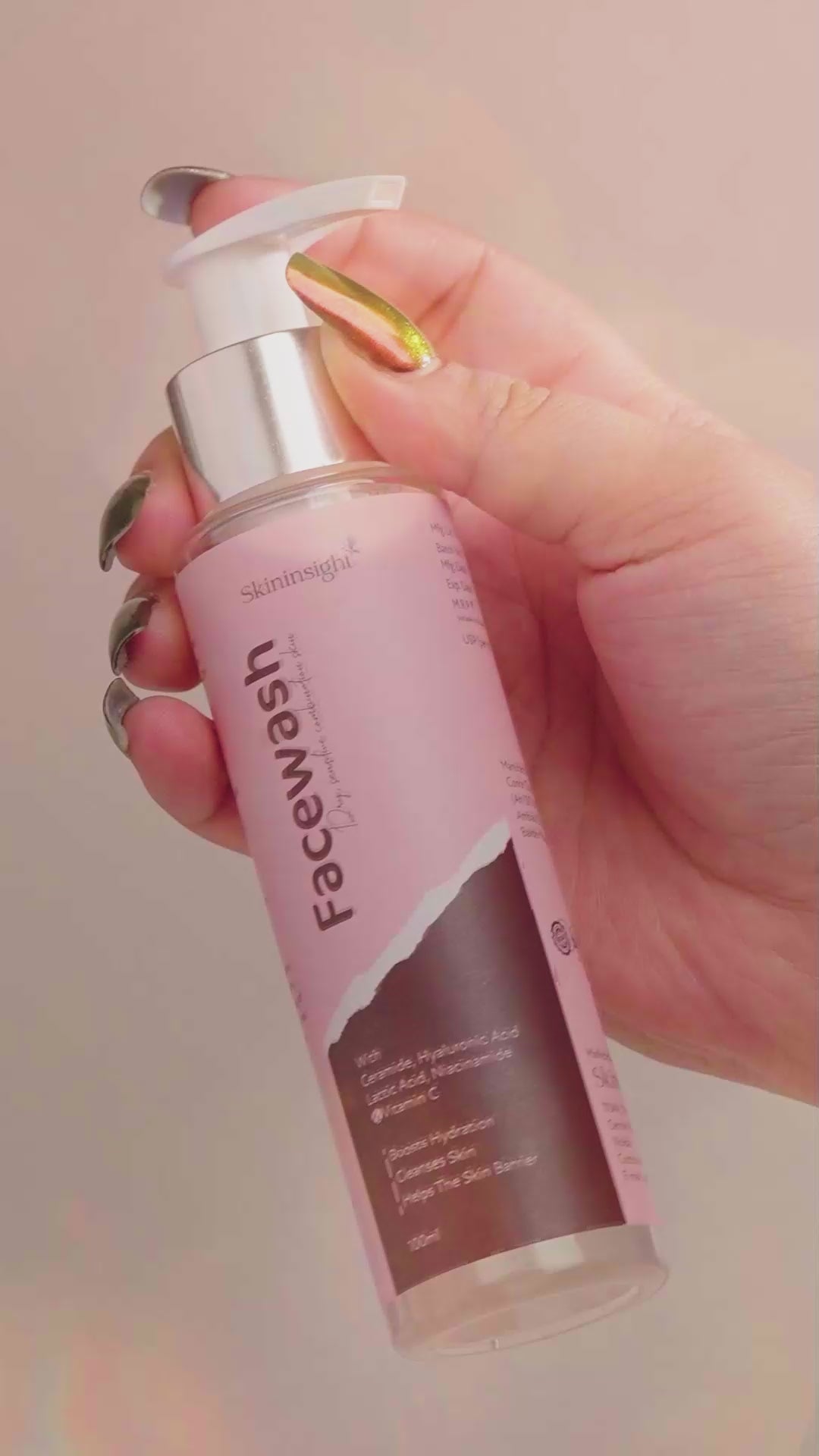 Skininsight Vitamin C Facewash for Dry & Sensitive Skin – Ceramide & Hyaluronic Hydrating Cleanser (100ml)